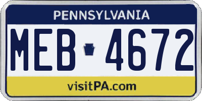 PA license plate MEB4672