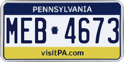 PA license plate MEB4673