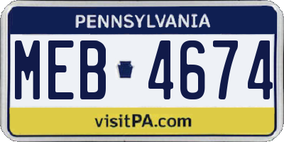 PA license plate MEB4674
