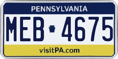 PA license plate MEB4675