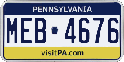 PA license plate MEB4676