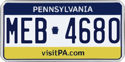 PA license plate MEB4680