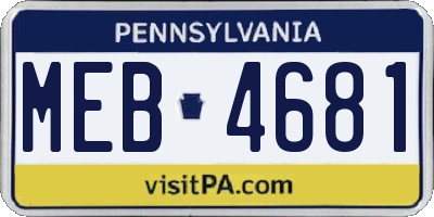 PA license plate MEB4681