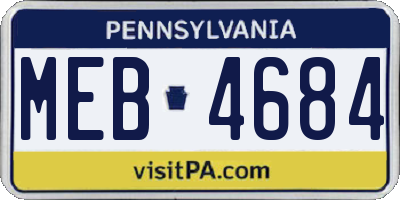PA license plate MEB4684