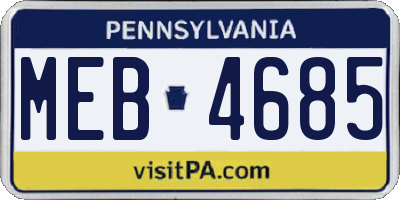 PA license plate MEB4685