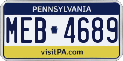 PA license plate MEB4689