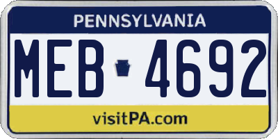 PA license plate MEB4692