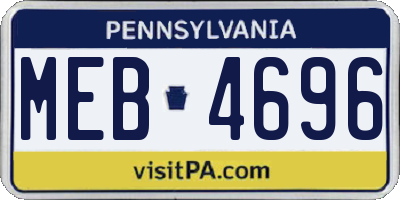 PA license plate MEB4696