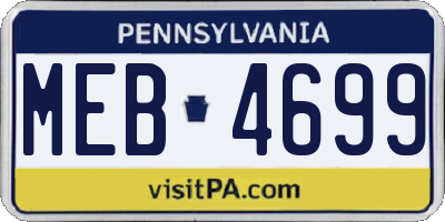 PA license plate MEB4699
