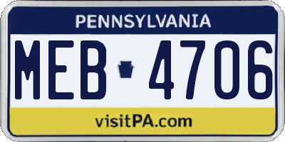 PA license plate MEB4706