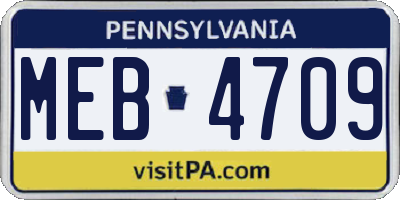 PA license plate MEB4709