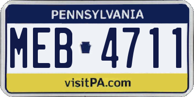 PA license plate MEB4711