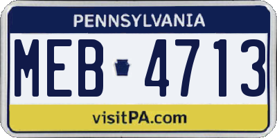 PA license plate MEB4713