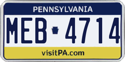PA license plate MEB4714