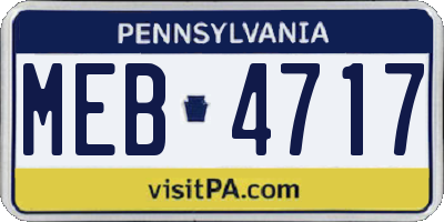 PA license plate MEB4717