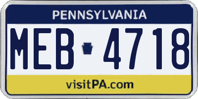PA license plate MEB4718