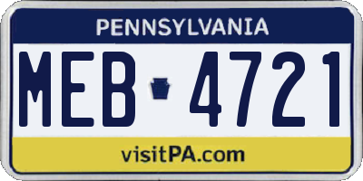 PA license plate MEB4721