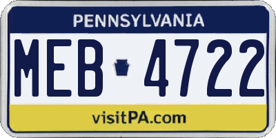 PA license plate MEB4722