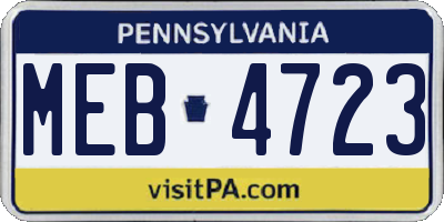 PA license plate MEB4723