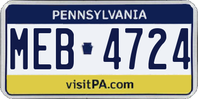 PA license plate MEB4724