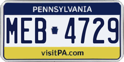 PA license plate MEB4729