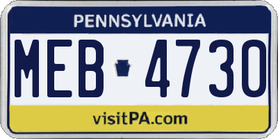 PA license plate MEB4730