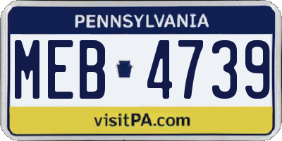PA license plate MEB4739
