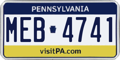 PA license plate MEB4741