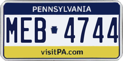 PA license plate MEB4744