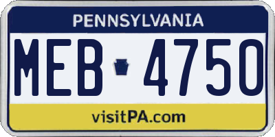 PA license plate MEB4750