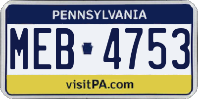 PA license plate MEB4753
