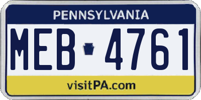 PA license plate MEB4761