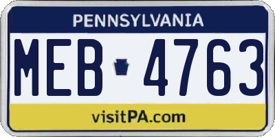 PA license plate MEB4763