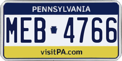 PA license plate MEB4766