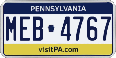 PA license plate MEB4767