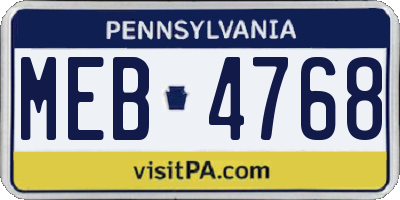 PA license plate MEB4768