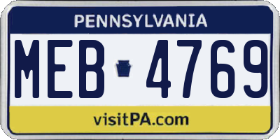 PA license plate MEB4769