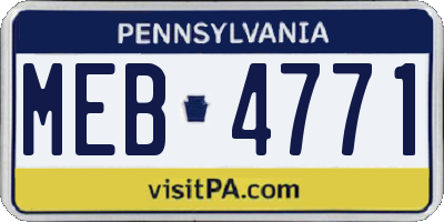 PA license plate MEB4771