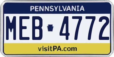 PA license plate MEB4772
