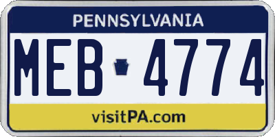 PA license plate MEB4774