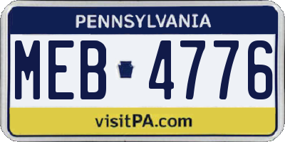 PA license plate MEB4776