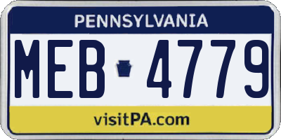 PA license plate MEB4779