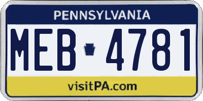 PA license plate MEB4781