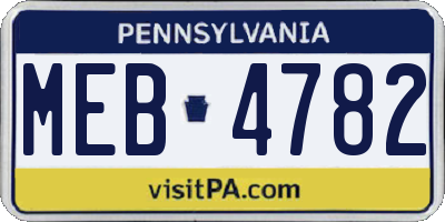 PA license plate MEB4782