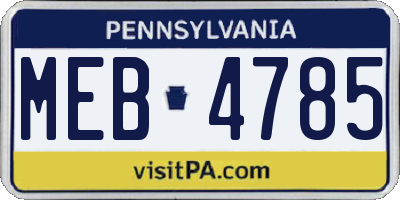 PA license plate MEB4785