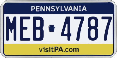 PA license plate MEB4787