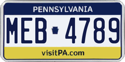 PA license plate MEB4789