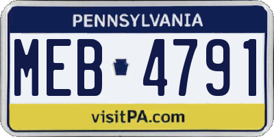 PA license plate MEB4791