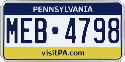 PA license plate MEB4798