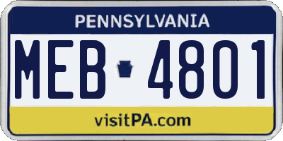 PA license plate MEB4801